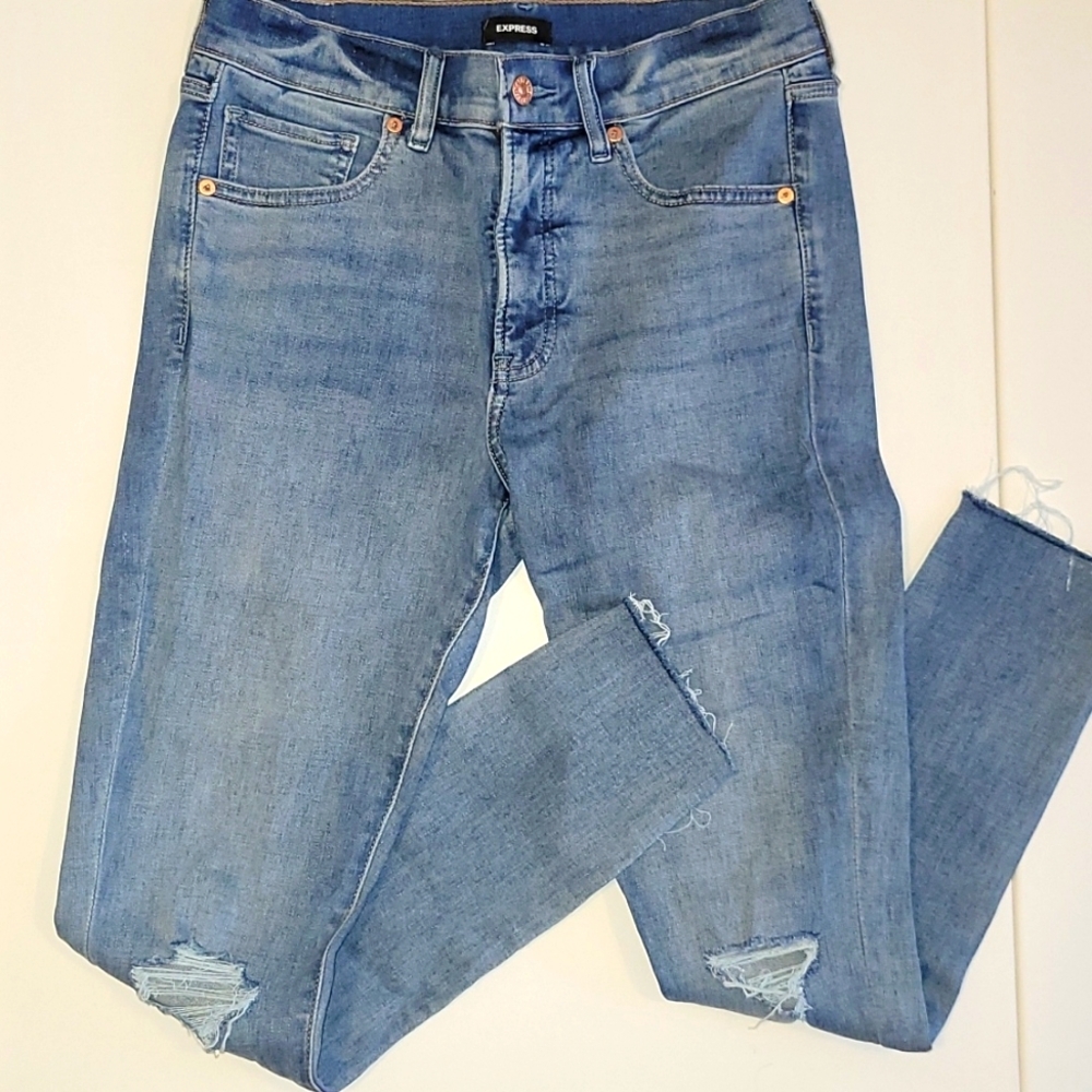 Express womens skinny mid-rise distressed jeans - Picture 8 of 8